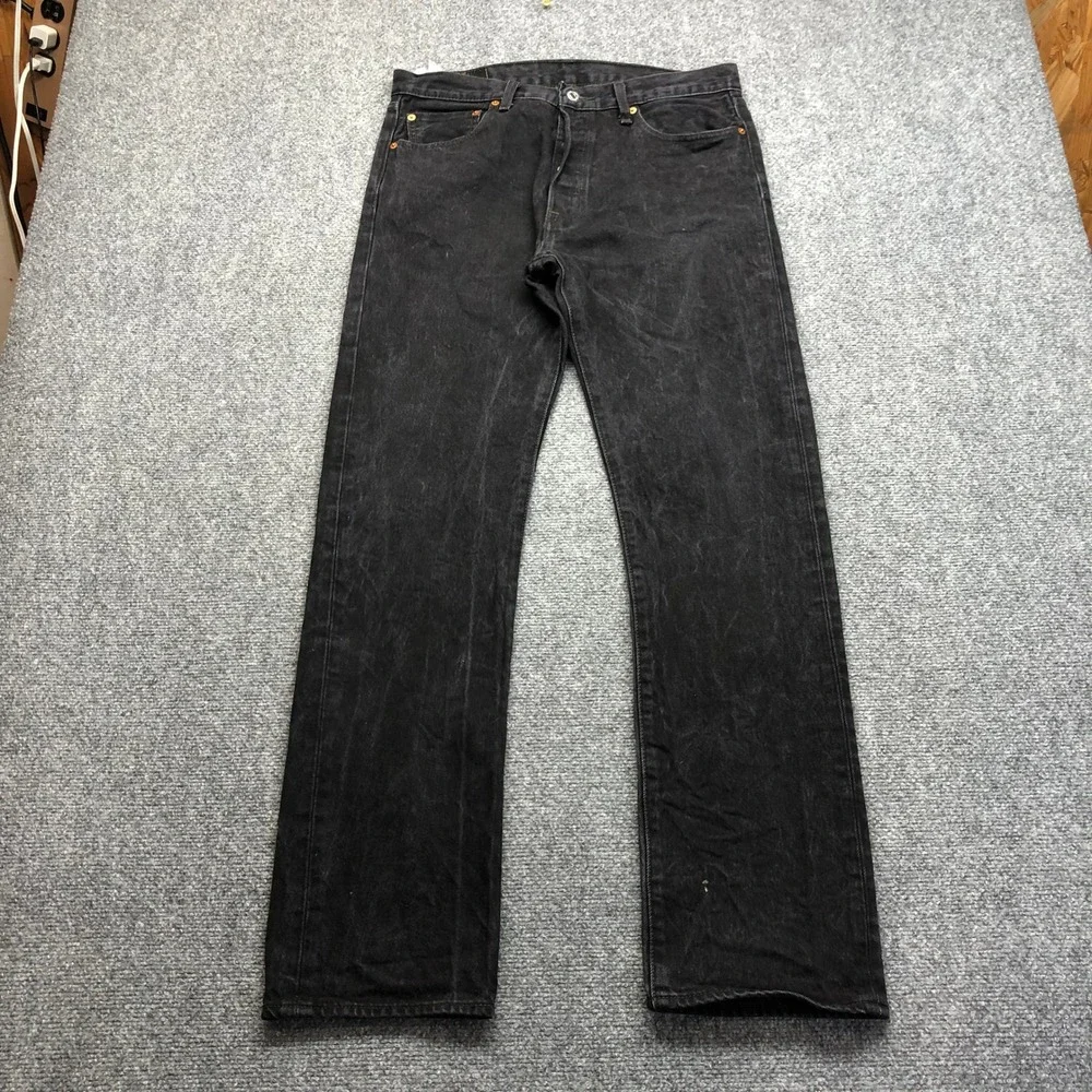 Levis 501 Original Fit Jeans Mens 33x34 Black Straight Leg Button Fly Denim